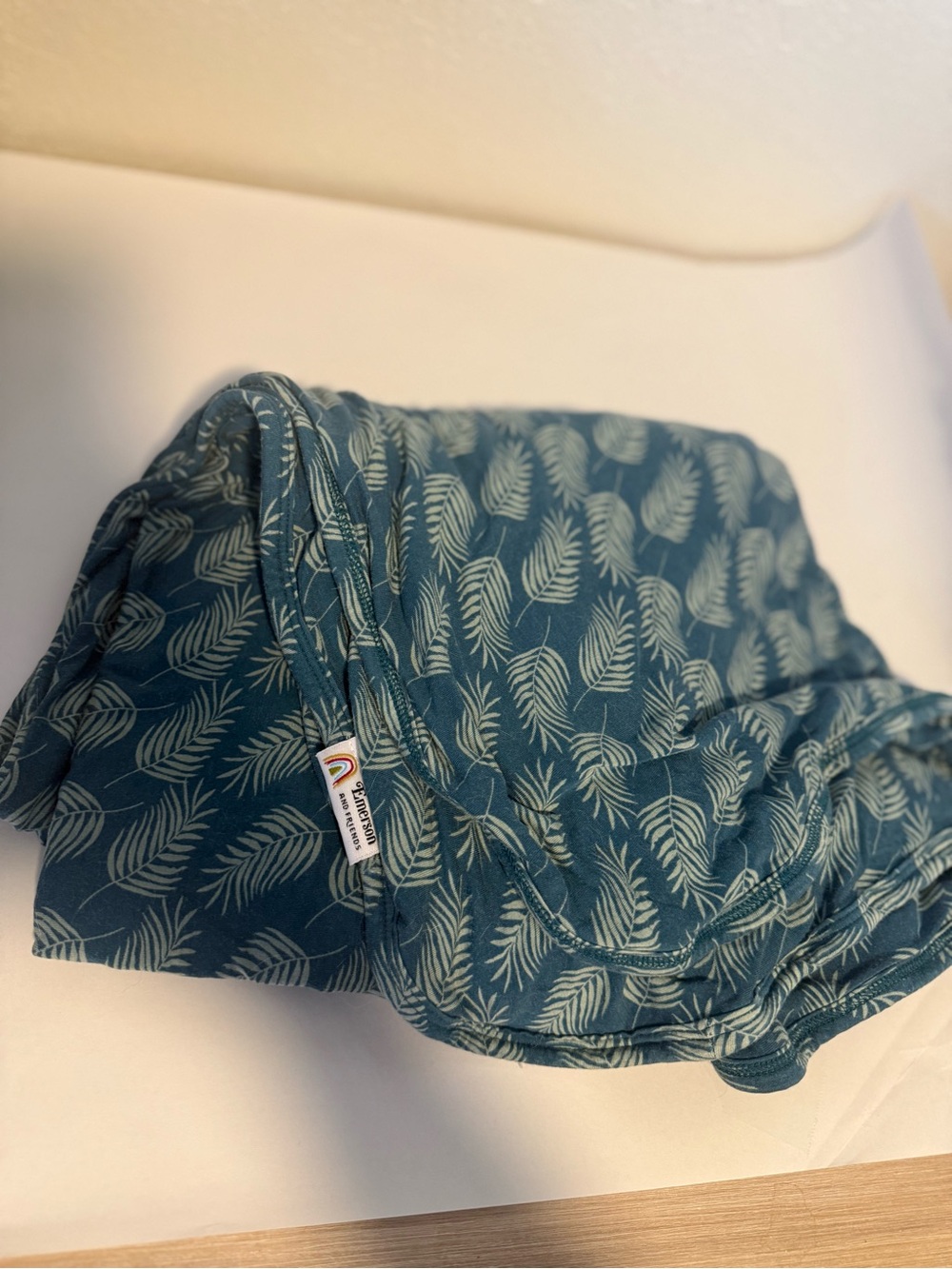 Emerson & Friends Bamboo Double Layer Baby Blanket - Teal Leaf Print